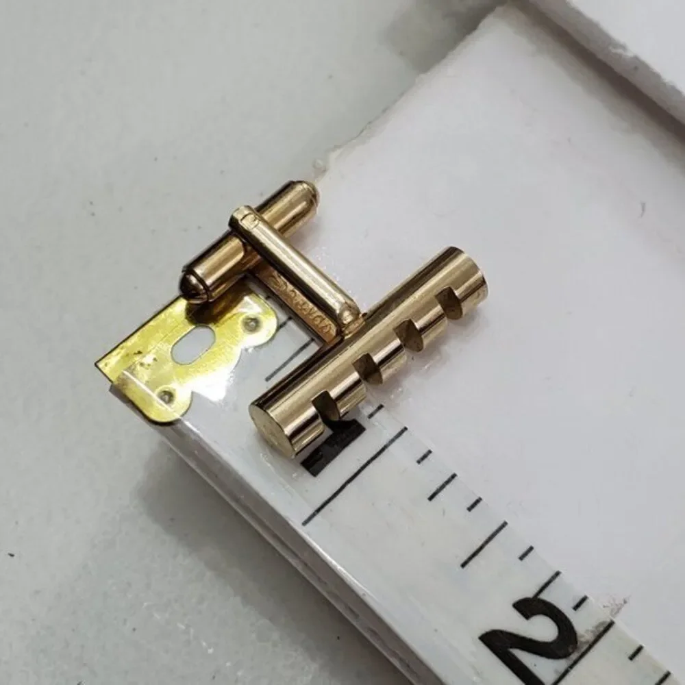 Shields Cuff Links Gold Tone Rectangle Stripe‎ Tube